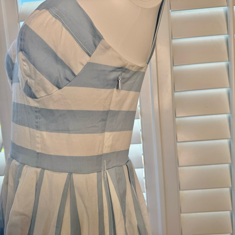 Flamingo Blue and White Striped A-Line Dress - Picture 5 of 7